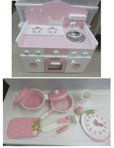 ままごとおもちゃ マザーガーデン 野いちごキッチン 鍋2個 イチゴ 台所 木製 ピンク 可愛い mothergarden レトロ 希少 おもちゃ 玩具 オモチャ ペイペイ対応 札幌市西区西野 ままごとおもちゃ マザーガーデン 野いちごキッチン 鍋2個 イチゴ 台所