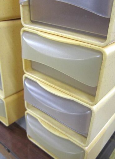 タッパーウエア システムドロワー 9点 まとめて セット 大 中 小 色々 イエロー 引出し 保存容器 プラスチック レトロ Tupperware 札幌 白石区 東札幌 タッパーウエア システムドロワー 9点 まとめて セット 大 中 小 色々