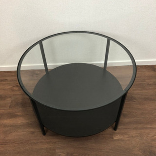 ガラステーブル　円形　丸テーブル　スチール