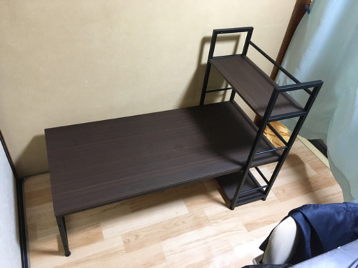 棚付きデスク 茶