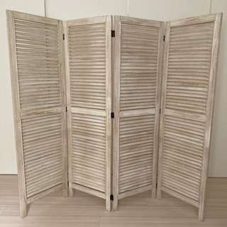 4連 アンティーク加工 パーテーション 間仕切り ホワイト
