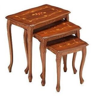 【美品】イタリー サイドテーブル 象嵌 彫刻 クラシック 西洋 新品未使用品 イタリア製 象嵌（ぞうがん）模様のサイドテーブル 大