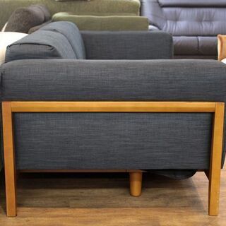 北大前! 札幌 引取 【美品】状態良好!! ニトリ アームソファ 3人掛け  紺色 麻生地仕様  高反発 リラックス シックデザイン インテリア空間に 中古品