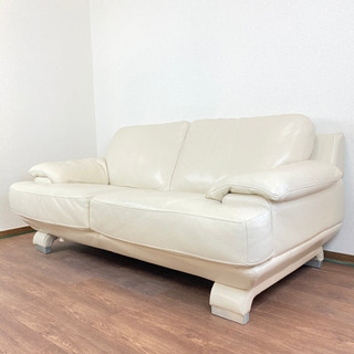 ☆極美品☆IDC 大塚家具 本革ソファ レザー ホワイト 白 ☆極美品☆IDC 大塚家具 本革ソファ レザー ホワイト 白