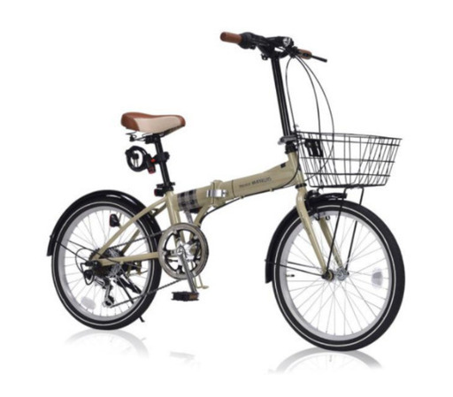 新品 未使用 折り畳み式自転車 カフェ 20インチ オプション付き 6段ギア カゴ ライト カギ付き