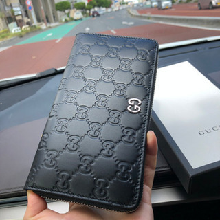 GUCCI 財布 グッチ シグネチャー レザー ジップアラウンドウォレット