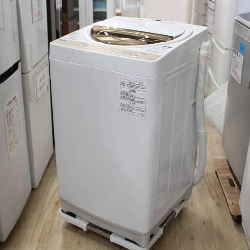 店436)東芝 AW-7G5 全自動洗濯機 7kg ステンレス槽 風呂水ポンプ付 2017年製 グランホワイト