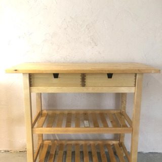 IKEA wood ワゴン 未使用組立完成品