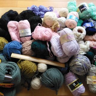 「編み物セット」毛糸・レース糸・編み棒・カギ針など