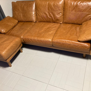 unico VINT(ヴィント)レザーソファ　3シーター　オットマン付き