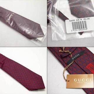 【FA】GUCCI グッチ ネクタイ 幾何学模様 エンジ X ネイビー FA】GUCCI グッチ ネクタイ 幾何学模様 エンジ X ネイビー