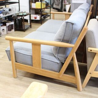 店R450)【美品】アクタス ACTUS ロッジソファ 2人掛け オーク無垢材 ファブリック 北欧スタイル 19年2月に購入品