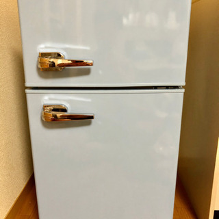 【ネット決済・配送可】水色　ドアレトロ冷蔵庫
