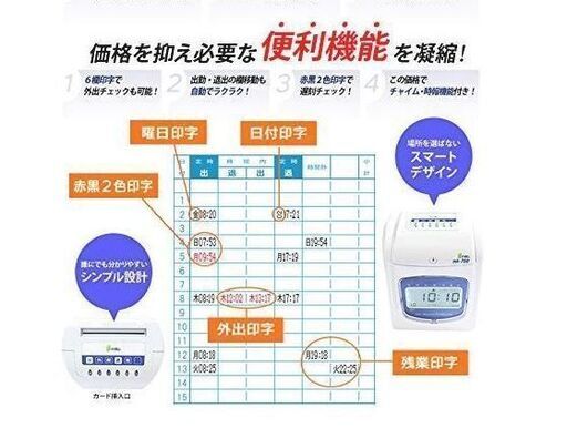 新品未開封　タイムレコーダー　タイムカード５０枚付き