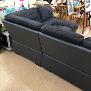 中古品☆ハイバックコーナーソファ☆スエード調☆ダークグレー☆シック 