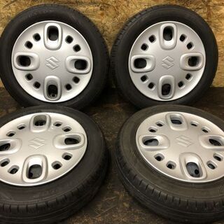 【DUNLOP ENASAVE EC300+ 155/65R14】夏タイヤ 4本【SUZUKI スペーシア 純正ホイール 14インチ 4.5J4HPCD100】2018年製 バリ溝　(TA263) クレジットカード QR決済可能