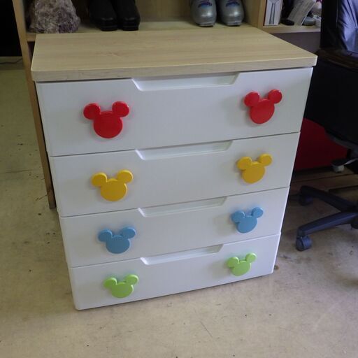 格安 店舗受け渡し可能アイリスオーヤマ キッズチェスト 4段ミッキーマウスプラスチックチェスト木天板札幌市内限定配送 にこにこファクトリー 美園の収納家具 タンス 衣類収納 の中古あげます 譲ります ジモティーで不用品の処分