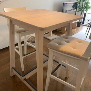 IKEA バーテーブルとスツール2脚のセット　ノッルオーケル　イ...