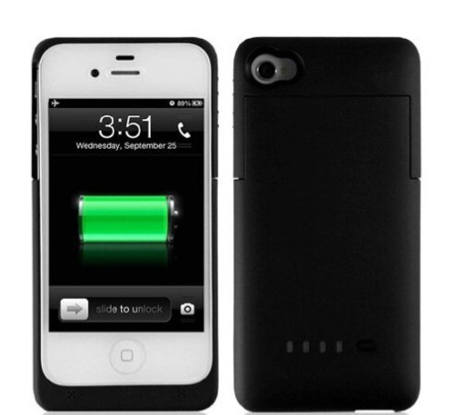 iPhone 格好よい 4 & 4S バッテリー内蔵ケース 黒色