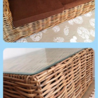 バリ　ラタンコーヒー　ソファ