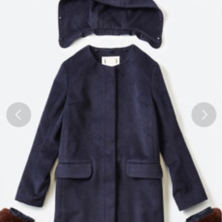 hako!の使い方色々ファー付きコート(ネイビー/Mサイズ)