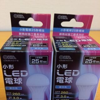 新品　小型LED電球　昼白色　260lm　２個