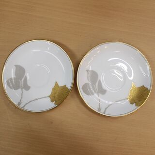 店 R480)【美品】大倉陶園 カップ&ソーサー2客セット 金蝕バラ