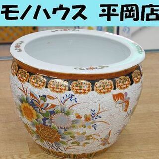 中国 睡蓮鉢 約 直径37×高29cm 金魚 花 壺 瓶 陶器 ...