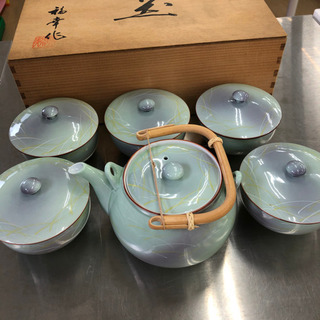 未使用品☆有田焼☆急須＆蓋付湯呑５客セット☆お茶セット☆木箱付き