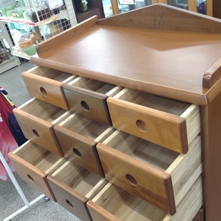 木製ダークブラウン7段チェスト