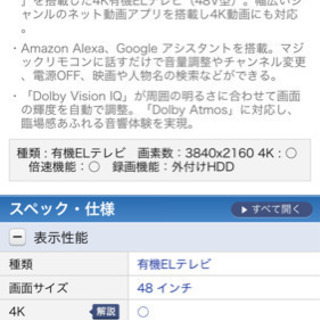 最新48インチ4K有機ELテレビ