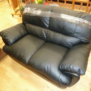 2Pソファ☆ブラック☆幅1550㎜☆中古☆春日井近隣配達、設置可能