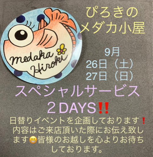 緊急告知 再びメダカ販売イベント開催します あーちゃん 栗東のその他の中古あげます 譲ります ジモティーで不用品の処分