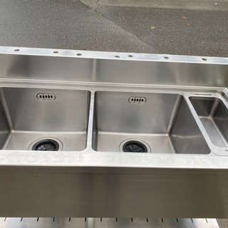 2槽シンクゴミ籠付き　1460x700x990