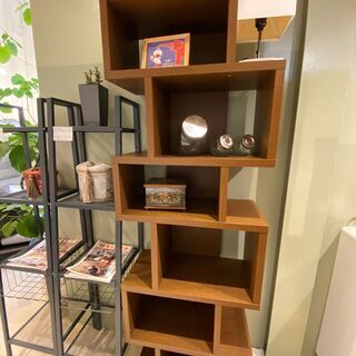 シェルフ 変形シェルフ フリーラック ラック 棚 飾り棚 本棚 茶 中古品