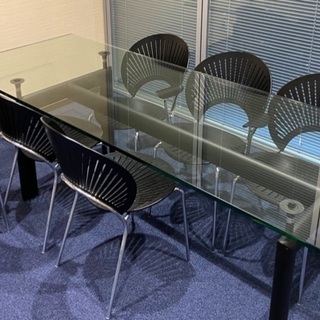 テーブルセット　ガラステーブル　椅子6脚