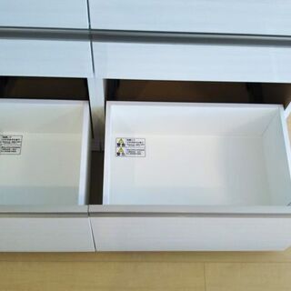 超美品 ホワイト × シルバー★　引き出し収納 キッチンカウンター 食器棚 収納 レンジ台