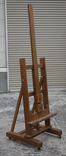 木製 大型 イーゼル アトリエイーゼル 油絵 キャスター付 高さ/角度調整可 レトロ 画架 H型 デッサン 絵画 スケッチ