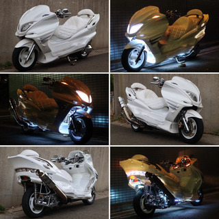 YAMAHA マジェスティ】☆1番人気☆ホワイトフルカスタム LEDレインボー