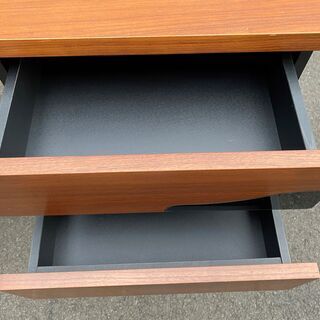 デスク 机 作業台 茶 引き出し付き 中古品