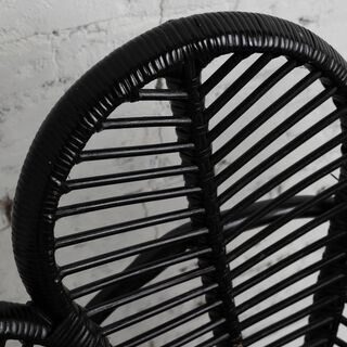 ビンテージ アンティーク チェア 黒 ブラック 籐 ラタン シャークアタック