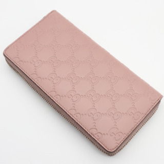 GUCCI/グッチシマ ラウンドファスナー長財布》リボン Aランク 極美品