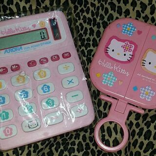 Hello Kitty 電卓&手鏡(スタンドミラー)