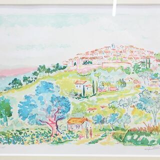 ジャン・クロード・ピコ 【 ル・タメロン 風景 】 リトグラフ 直筆サイン エディション有り (R2059awxY)