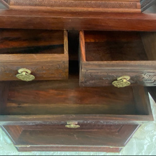 中古 中国 折りたたみ鏡付き化粧箱 アンティーク 骨董