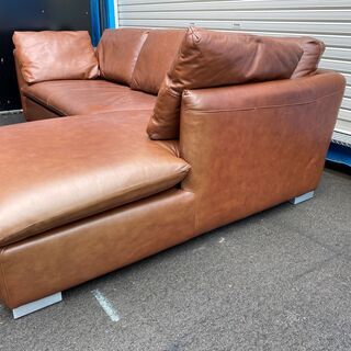 five by five ACTUS アクタス カウチソファ ソファ 本革 茶 中古品