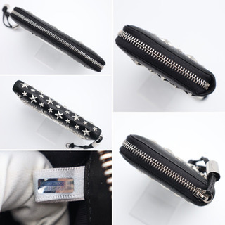 《JIMMY CHOO/スタースタッズ ラウンドファスナー長財布》ABランク 美