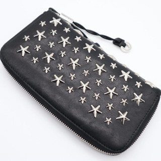 《JIMMY CHOO/スタースタッズ ラウンドファスナー長財布》ABランク 美