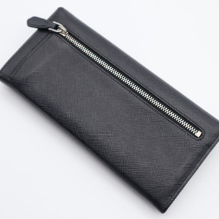 《PRADA/サフィアーノ 二つ折り長財布》ABランク ブラック 黄 箱 ギャラ