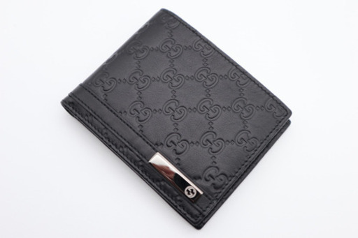 《GUCCI/グッチシマ ロゴプレート 二つ折り財布》Sランク 未使用品 極美品